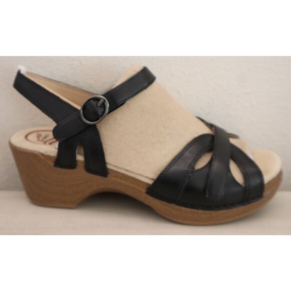 Dansko Women's Sz 38 US 7.5-8 Black Season Full Grain Leather Sandals - Picture 7 of 16